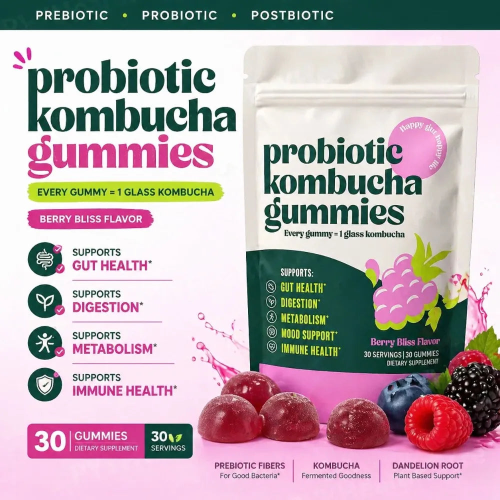 Kombucha Probiotic Gummies Vegan Berry Flavor