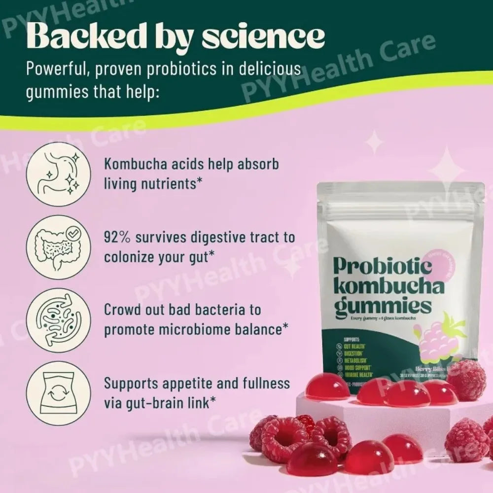 Kombucha Probiotic Gummies Vegan Berry Flavor